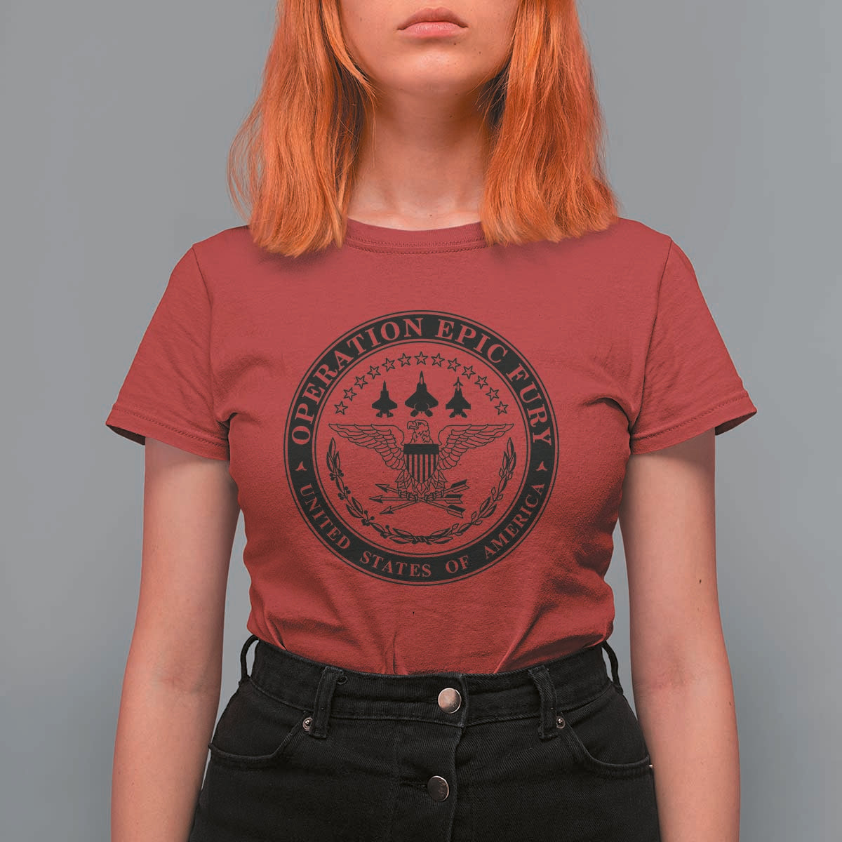 Operation Epic Fury USA Military Seal T Shirt For Women Patriotic Air Power Aviation Tribute