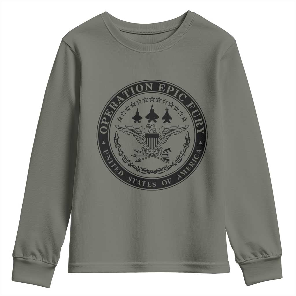 Operation Epic Fury USA Military Seal Youth Sweatshirt Patriotic Air Power Aviation Tribute