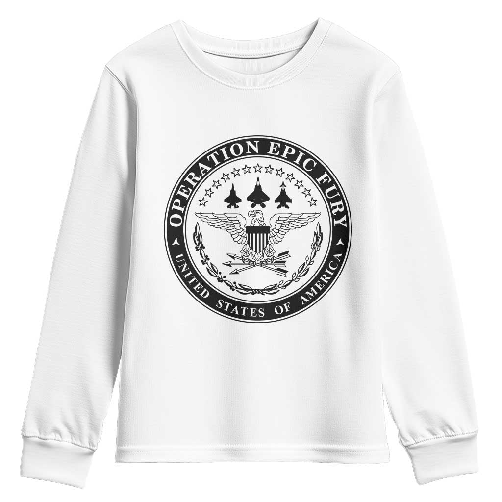 Operation Epic Fury USA Military Seal Youth Sweatshirt Patriotic Air Power Aviation Tribute