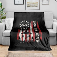 Operation Epic Fury 2026 American Flag Bomber Throw Blanket B2 Spirit Patriotic Air Dominance