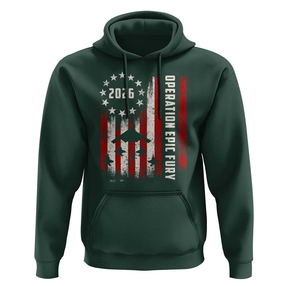 Operation Epic Fury 2026 American Flag Bomber Hoodie B2 Spirit Patriotic Air Dominance