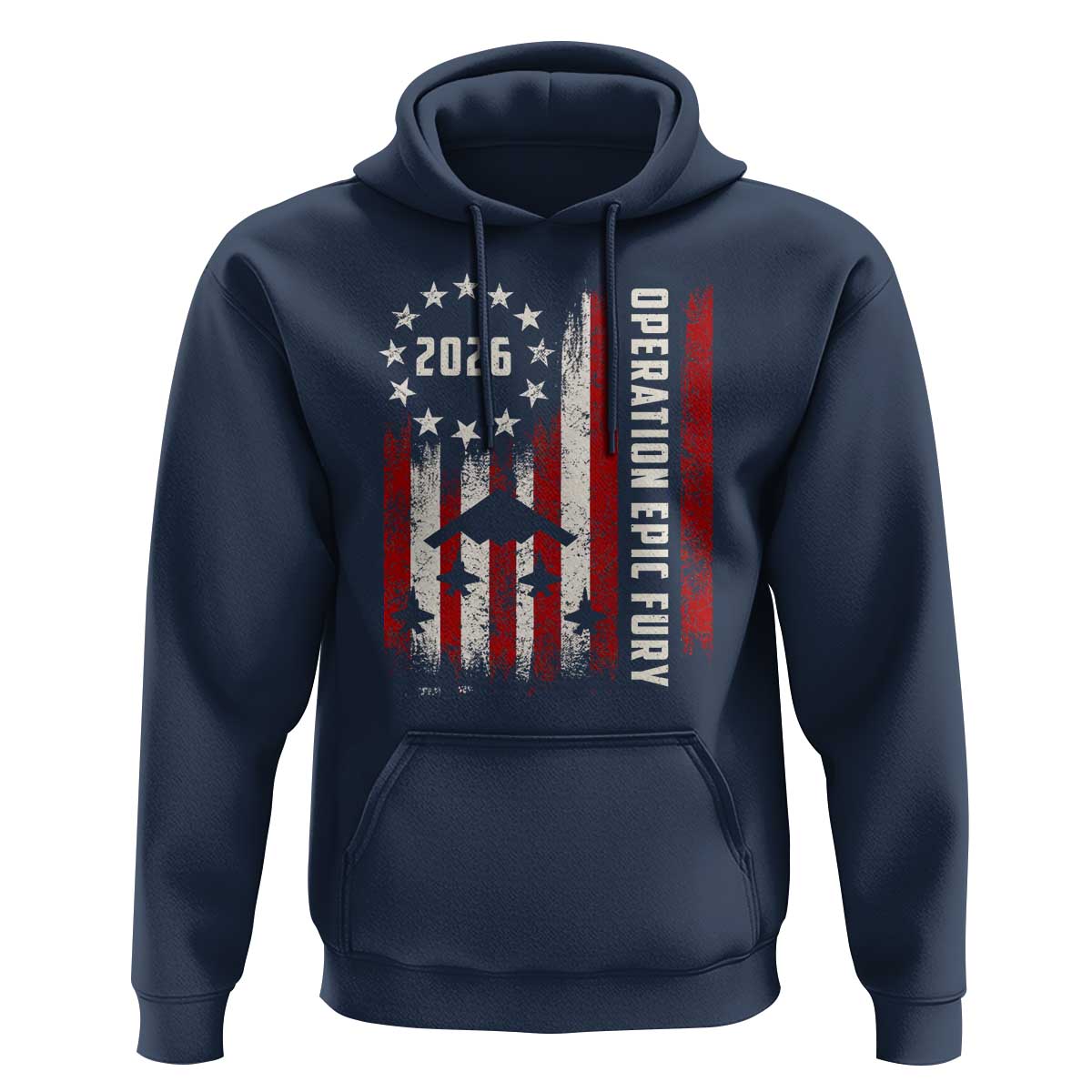 Operation Epic Fury 2026 American Flag Bomber Hoodie B2 Spirit Patriotic Air Dominance