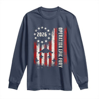 Operation Epic Fury 2026 American Flag Bomber Long Sleeve Shirt B2 Spirit Patriotic Air Dominance