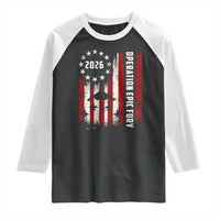 Operation Epic Fury 2026 American Flag Bomber Raglan Shirt B2 Spirit Patriotic Air Dominance