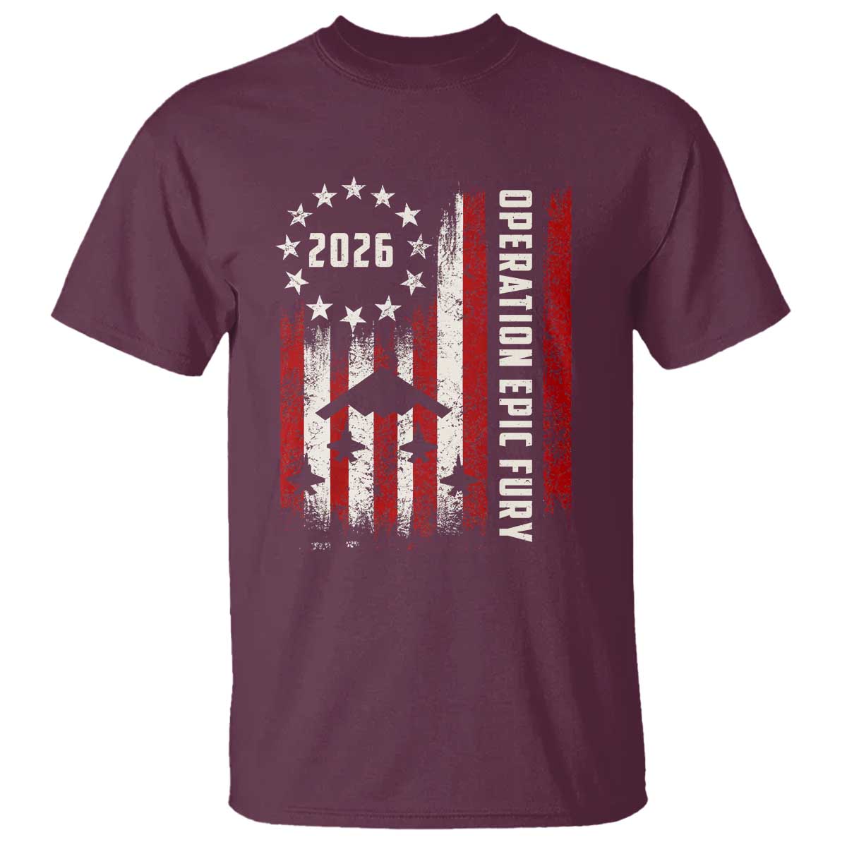 Operation Epic Fury 2026 American Flag Bomber T Shirt B2 Spirit Patriotic Air Dominance