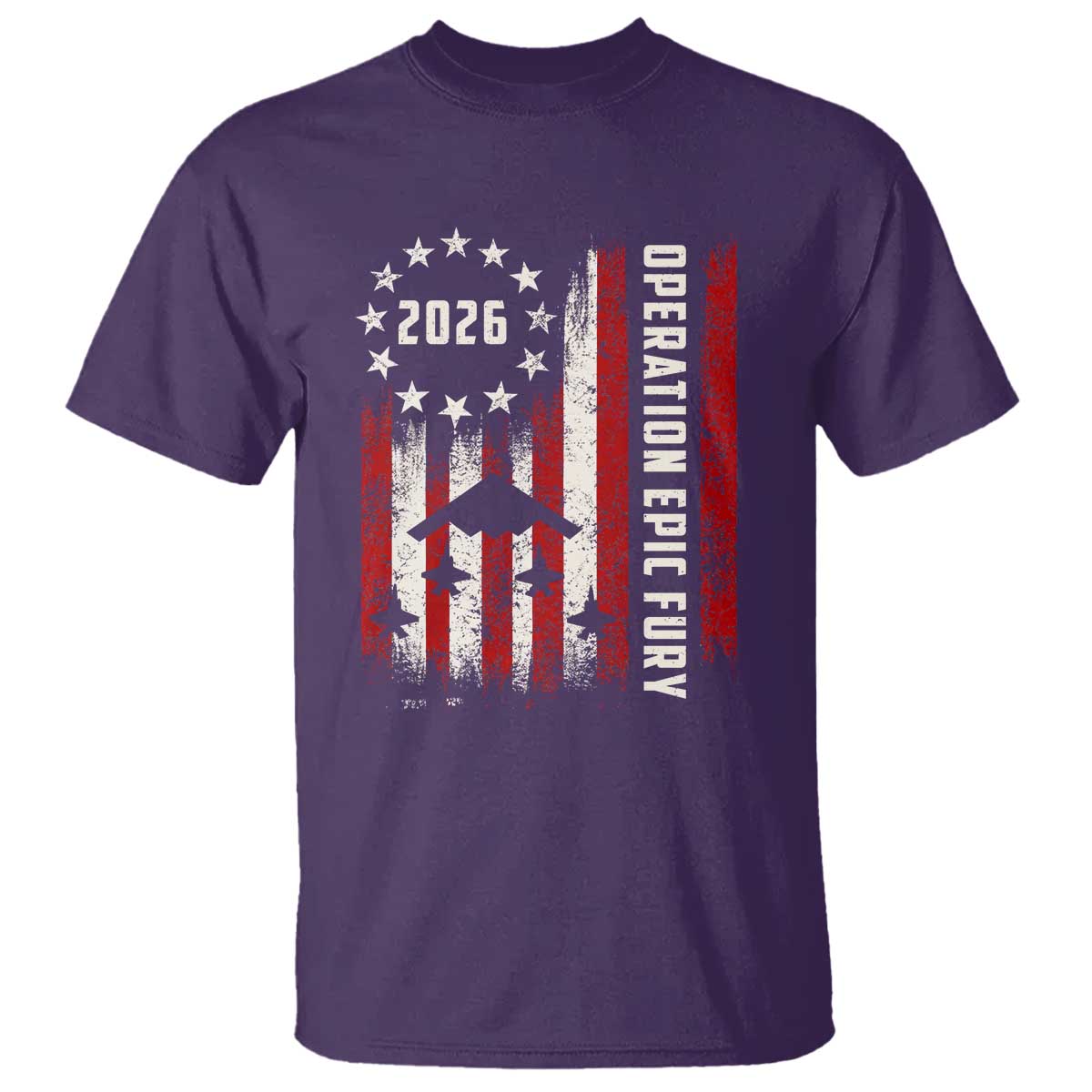 Operation Epic Fury 2026 American Flag Bomber T Shirt B2 Spirit Patriotic Air Dominance