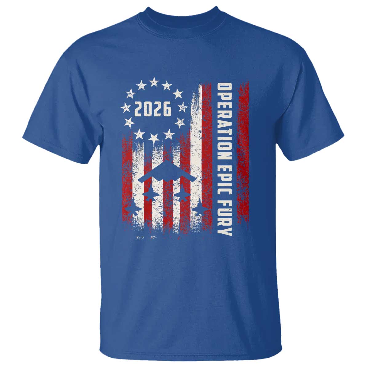 Operation Epic Fury 2026 American Flag Bomber T Shirt B2 Spirit Patriotic Air Dominance