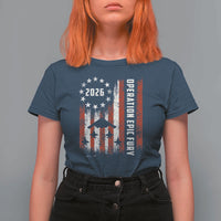Operation Epic Fury 2026 American Flag Bomber T Shirt For Women B2 Spirit Patriotic Air Dominance