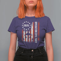 Operation Epic Fury 2026 American Flag Bomber T Shirt For Women B2 Spirit Patriotic Air Dominance
