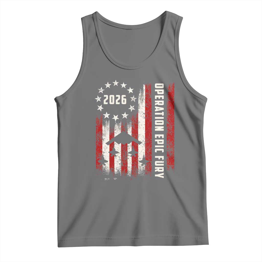 Operation Epic Fury 2026 American Flag Bomber Tank Top B2 Spirit Patriotic Air Dominance