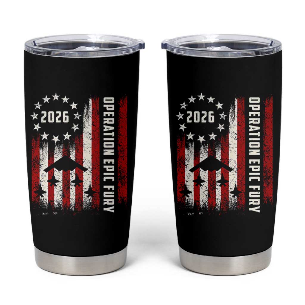 Operation Epic Fury 2026 American Flag Bomber Tumbler Cup B2 Spirit Patriotic Air Dominance