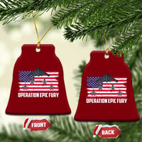Operation Epic Fury Fighter Jet Formation American Flag Ceramic Ornament B12 Spirit USA Strength and Freedom
