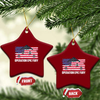 Operation Epic Fury Fighter Jet Formation American Flag Ceramic Ornament B12 Spirit USA Strength and Freedom