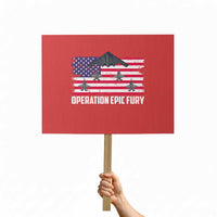 Operation Epic Fury Fighter Jet Formation American Flag Protest Sign B12 Spirit USA Strength and Freedom