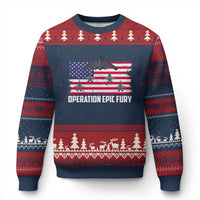 Operation Epic Fury Fighter Jet Formation American Flag Ugly Christmas Sweater B12 Spirit USA Strength and Freedom