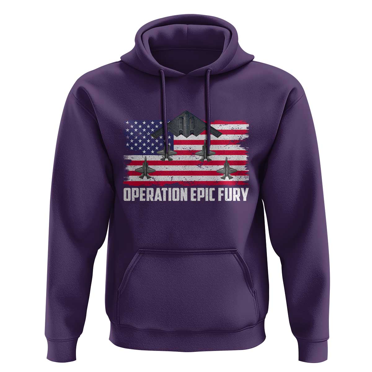 Operation Epic Fury Fighter Jet Formation American Flag Hoodie B12 Spirit USA Strength and Freedom