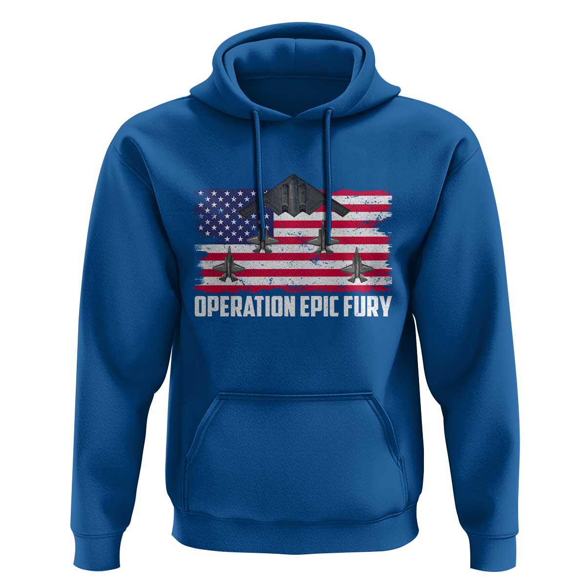 Operation Epic Fury Fighter Jet Formation American Flag Hoodie B12 Spirit USA Strength and Freedom