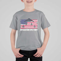 Operation Epic Fury Fighter Jet Formation American Flag T Shirt For Kid B12 Spirit USA Strength and Freedom