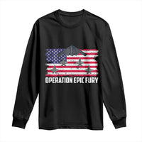 Operation Epic Fury Fighter Jet Formation American Flag Long Sleeve Shirt B12 Spirit USA Strength and Freedom