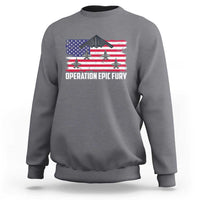 Operation Epic Fury Fighter Jet Formation American Flag Sweatshirt B12 Spirit USA Strength and Freedom