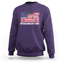 Operation Epic Fury Fighter Jet Formation American Flag Sweatshirt B12 Spirit USA Strength and Freedom