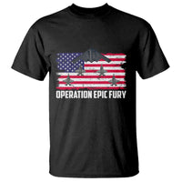 Operation Epic Fury Fighter Jet Formation American Flag T Shirt B12 Spirit USA Strength and Freedom