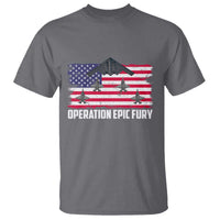 Operation Epic Fury Fighter Jet Formation American Flag T Shirt B12 Spirit USA Strength and Freedom