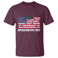 Operation Epic Fury Fighter Jet Formation American Flag T Shirt B12 Spirit USA Strength and Freedom
