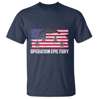 Operation Epic Fury Fighter Jet Formation American Flag T Shirt B12 Spirit USA Strength and Freedom