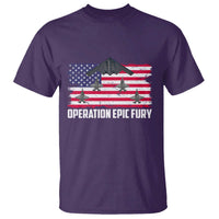 Operation Epic Fury Fighter Jet Formation American Flag T Shirt B12 Spirit USA Strength and Freedom