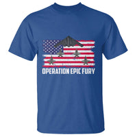 Operation Epic Fury Fighter Jet Formation American Flag T Shirt B12 Spirit USA Strength and Freedom