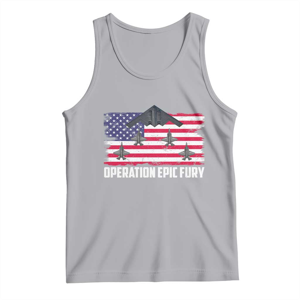 Operation Epic Fury Fighter Jet Formation American Flag Tank Top B12 Spirit USA Strength and Freedom