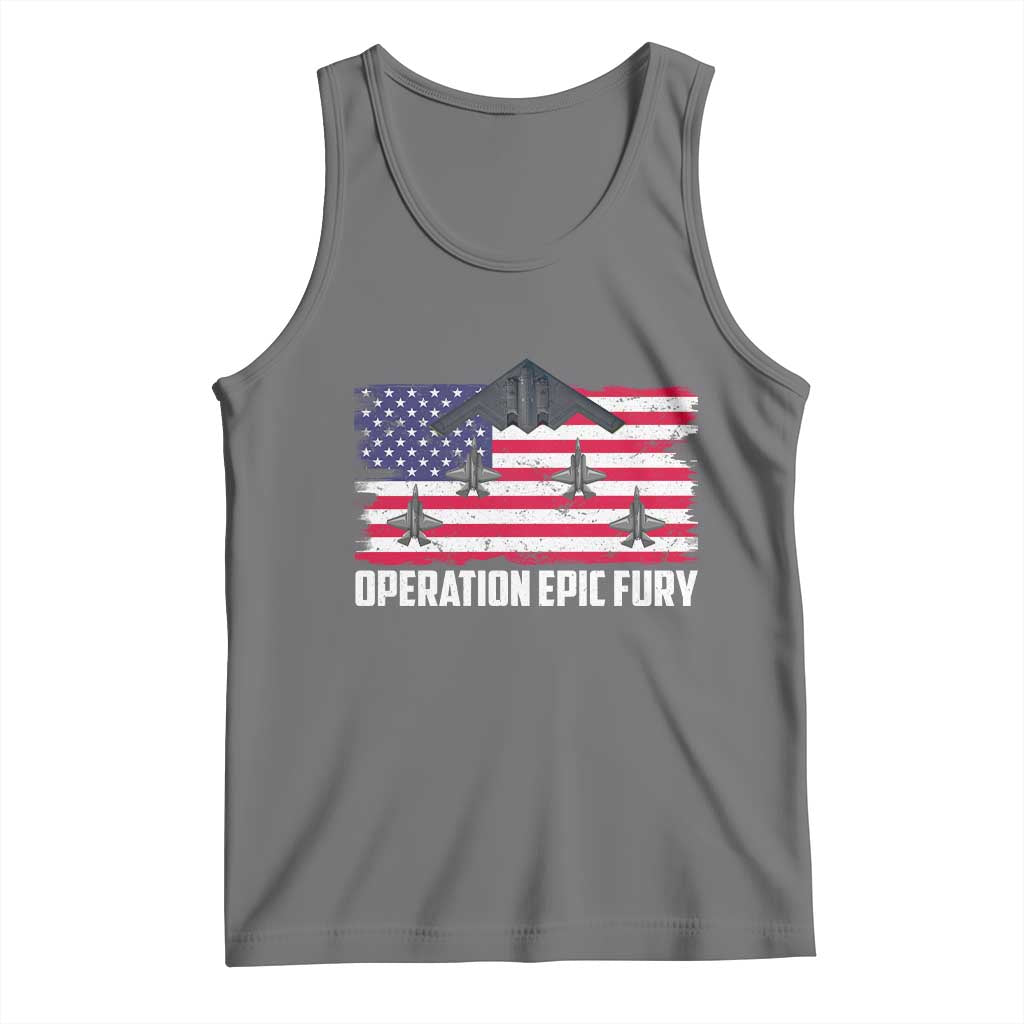 Operation Epic Fury Fighter Jet Formation American Flag Tank Top B12 Spirit USA Strength and Freedom