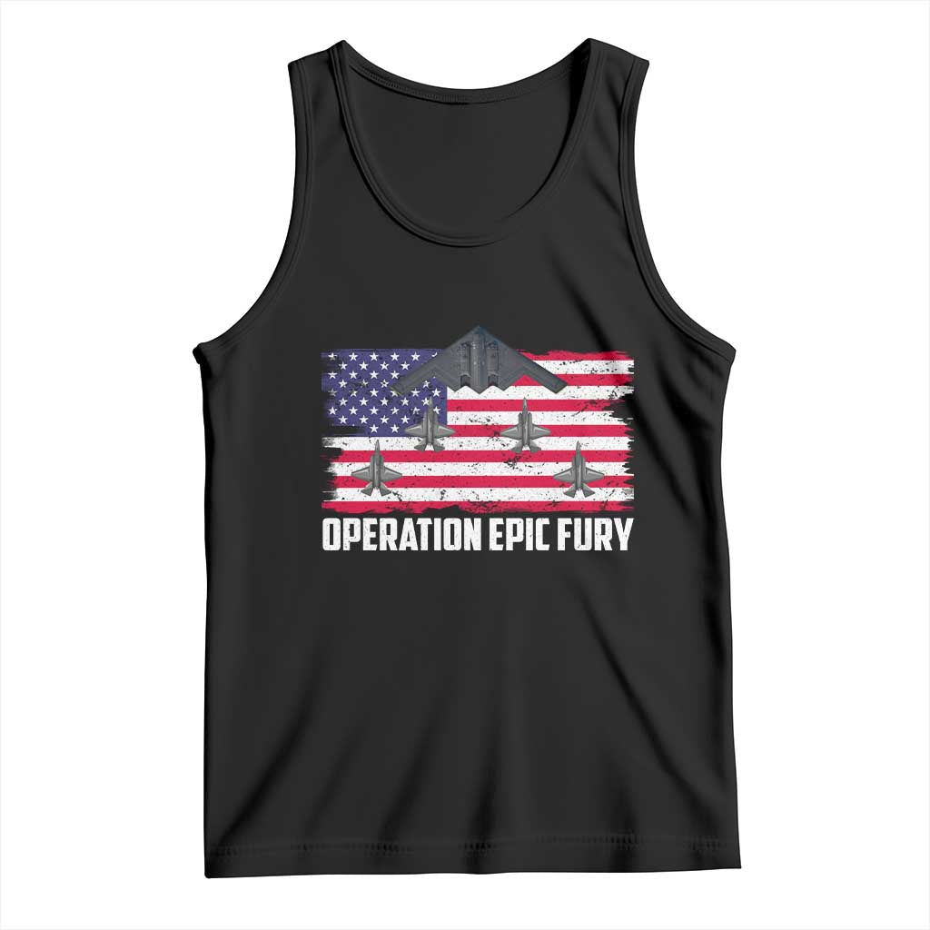 Operation Epic Fury Fighter Jet Formation American Flag Tank Top B12 Spirit USA Strength and Freedom