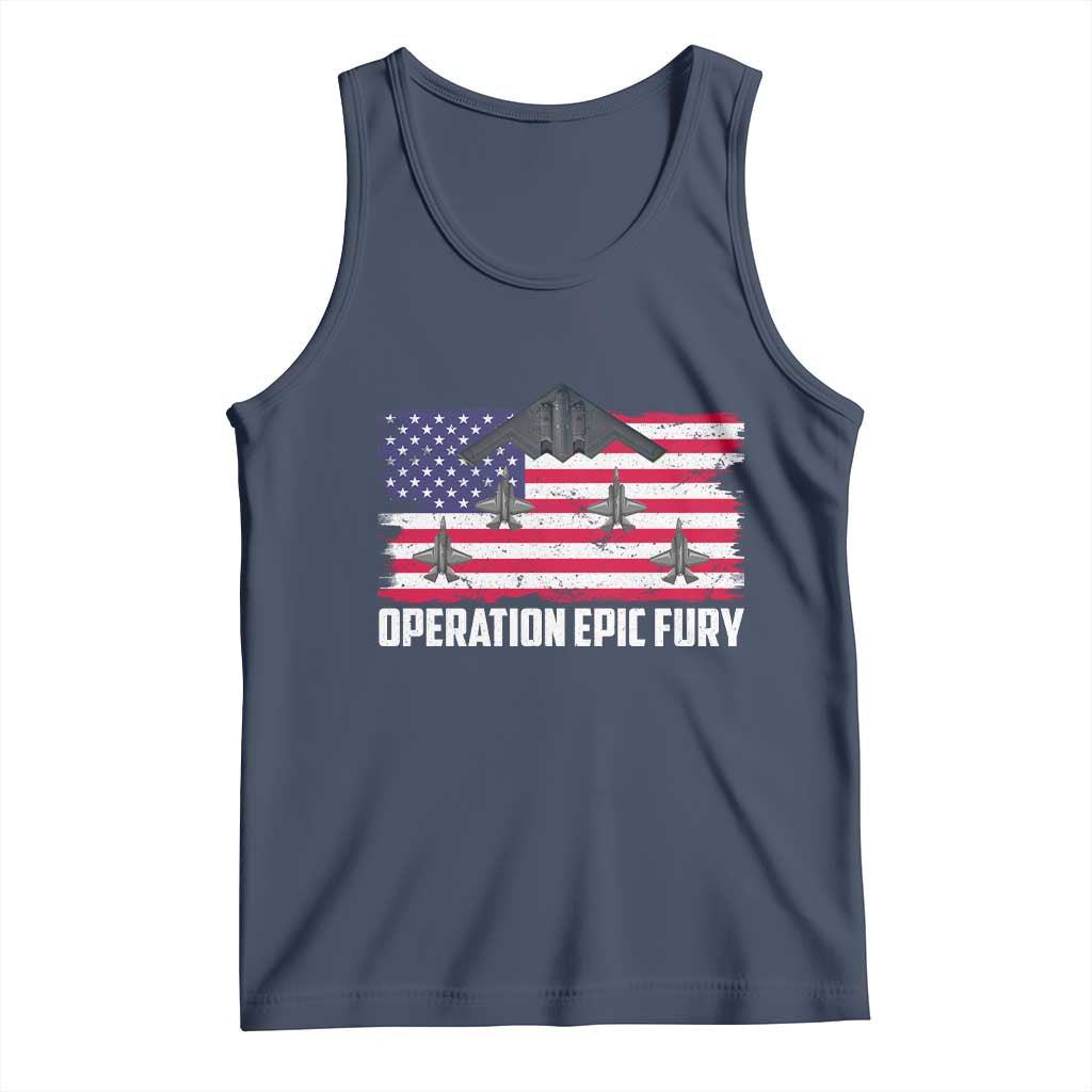 Operation Epic Fury Fighter Jet Formation American Flag Tank Top B12 Spirit USA Strength and Freedom