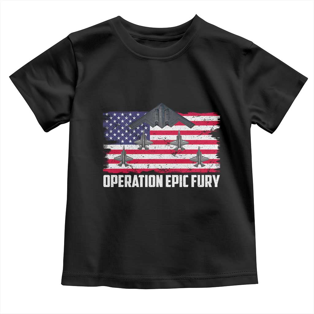 Operation Epic Fury Fighter Jet Formation American Flag Toddler T Shirt B12 Spirit USA Strength and Freedom