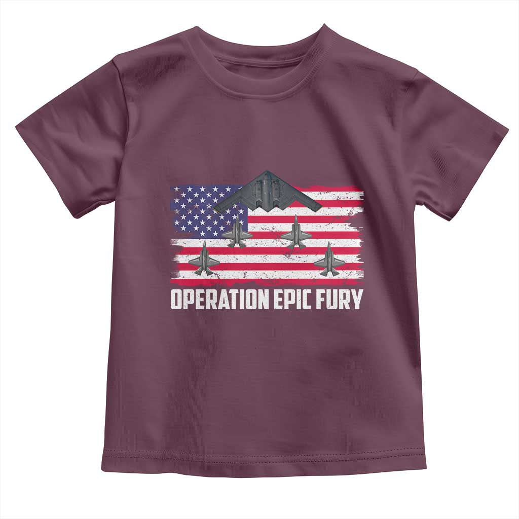 Operation Epic Fury Fighter Jet Formation American Flag Toddler T Shirt B12 Spirit USA Strength and Freedom