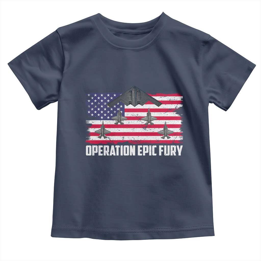 Operation Epic Fury Fighter Jet Formation American Flag Toddler T Shirt B12 Spirit USA Strength and Freedom
