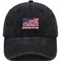 Operation Epic Fury Fighter Jet Formation American Flag Washed Cotton Baseball Cap B12 Spirit USA Strength and Freedom