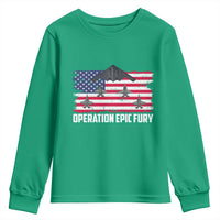 Operation Epic Fury Fighter Jet Formation American Flag Youth Sweatshirt B12 Spirit USA Strength and Freedom