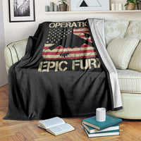 Operation Epic Fury Vintage American Flag Bomber Throw Blanket B2 Spirit Patriotic Strength