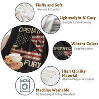 Operation Epic Fury Vintage American Flag Bomber Throw Blanket B2 Spirit Patriotic Strength