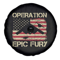 Operation Epic Fury Vintage American Flag Bomber Spare Tire Cover B2 Spirit Patriotic Strength