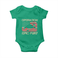 Operation Epic Fury Vintage American Flag Bomber Baby Onesie B2 Spirit Patriotic Strength