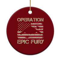 Operation Epic Fury Vintage American Flag Bomber Ceramic Ornament B2 Spirit Patriotic Strength