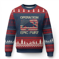 Operation Epic Fury Vintage American Flag Bomber Ugly Christmas Sweater B2 Spirit Patriotic Strength