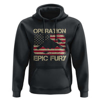 Operation Epic Fury Vintage American Flag Bomber Hoodie B2 Spirit Patriotic Strength