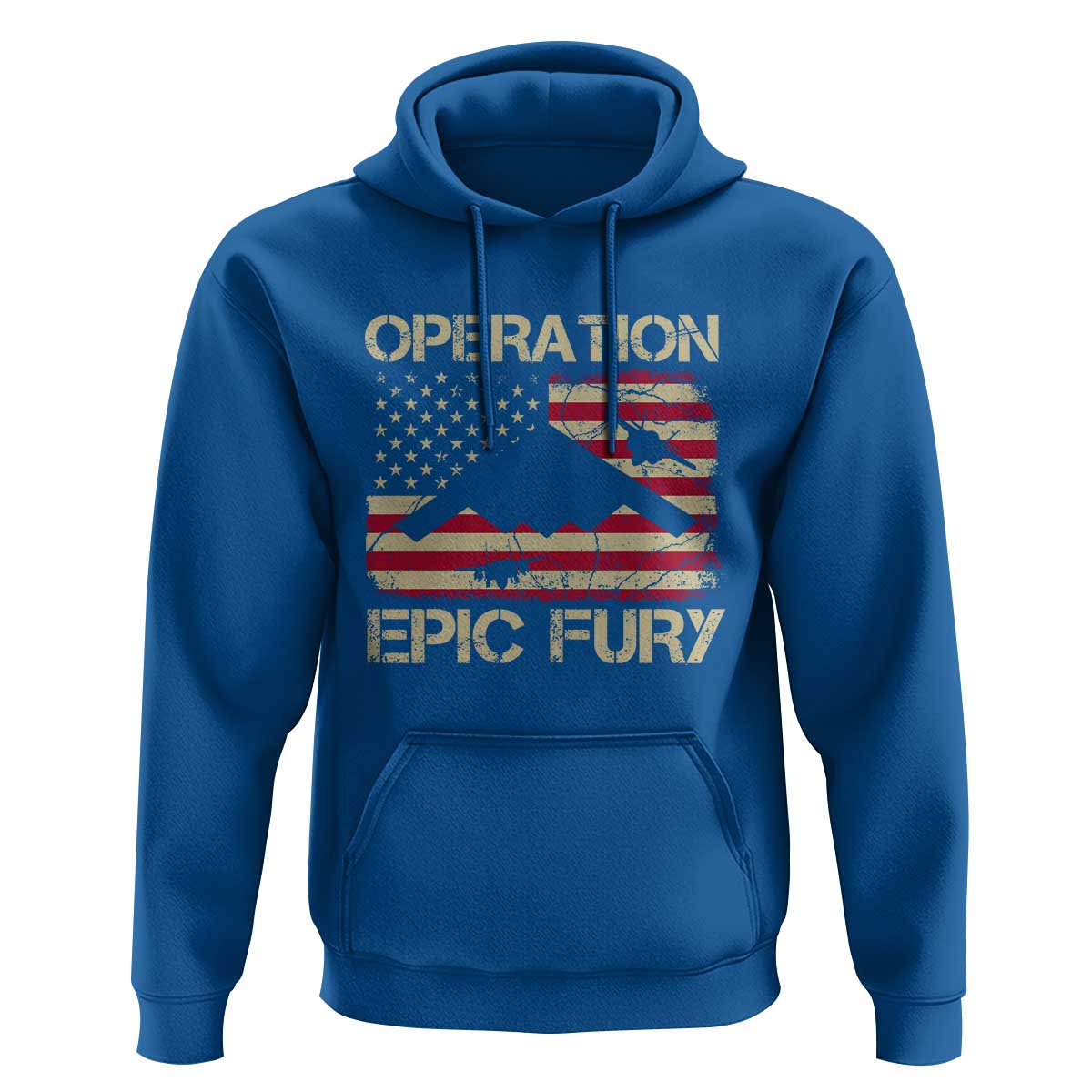 Operation Epic Fury Vintage American Flag Bomber Hoodie B2 Spirit Patriotic Strength