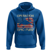 Operation Epic Fury Vintage American Flag Bomber Hoodie B2 Spirit Patriotic Strength