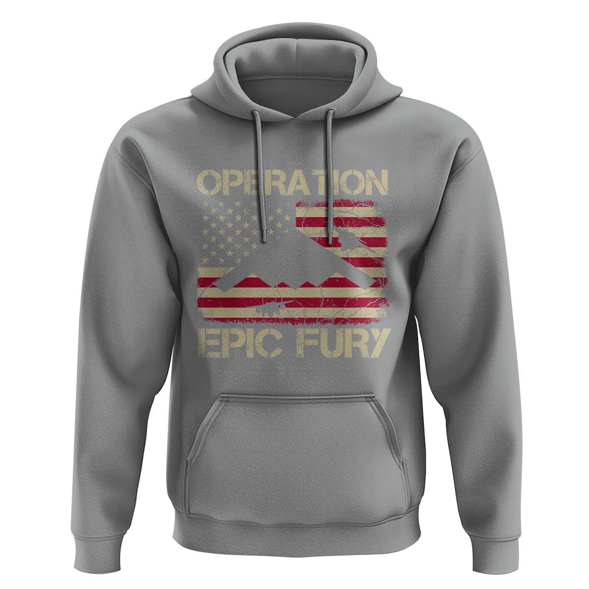 Operation Epic Fury Vintage American Flag Bomber Hoodie B2 Spirit Patriotic Strength